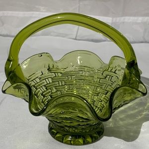 Italian glass weave basket vintage